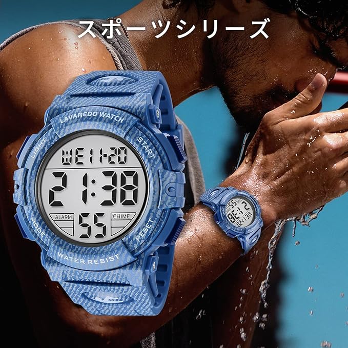 腕時計 メンズ デジタル 50メートル防水 日付 曜日 アラーム LED表示 多機能付き 防水腕時計 デジタル腕時計 スポーツウォッチ おしゃれ アウトドア 取扱説明書付き