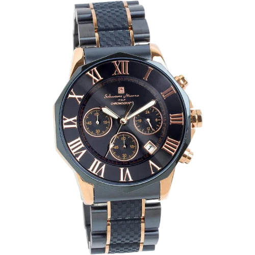 [サルバトーレマーラ] 腕時計 ウォッチ クロノグラフ 10気圧防水 ビジネス フォーマル イタリアブランド 限定モデル メンズ SM15104 (ブラック×ピンクゴールド) [並行輸入品]