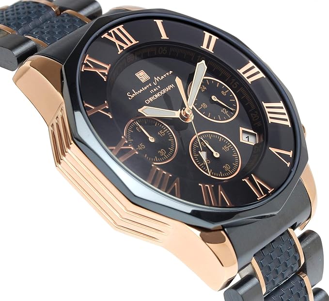 [サルバトーレマーラ] 腕時計 ウォッチ クロノグラフ 10気圧防水 ビジネス フォーマル イタリアブランド 限定モデル メンズ SM15104 (ブラック×ピンクゴールド) [並行輸入品]