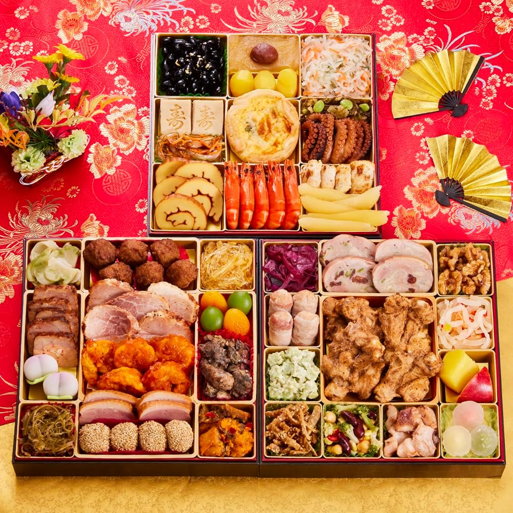 （12月31日着）板前魂飛翔おせち 特大8.5寸重箱 和洋中 三段重 5人前 40品目