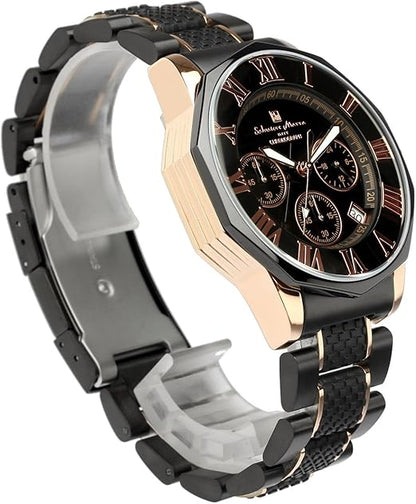 [サルバトーレマーラ] 腕時計 ウォッチ クロノグラフ 10気圧防水 ビジネス フォーマル イタリアブランド 限定モデル メンズ SM15104 (ブラック×ピンクゴールド) [並行輸入品]