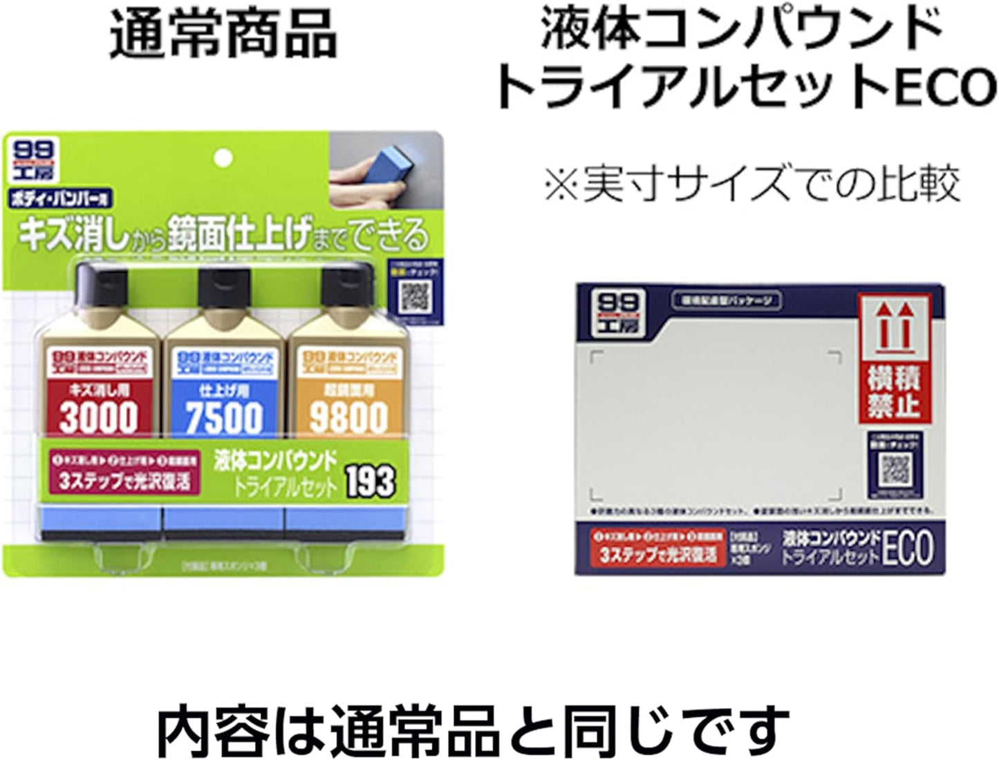 ソフト99(SOFT99) 99工房 補修用品 ECO 液体コンパウンドトライアルセット 環境へ配慮した紙製パッケージ採用 塗装面のキズ消し 仕上げ 鏡面仕上げ用 専用スポンジ 79200