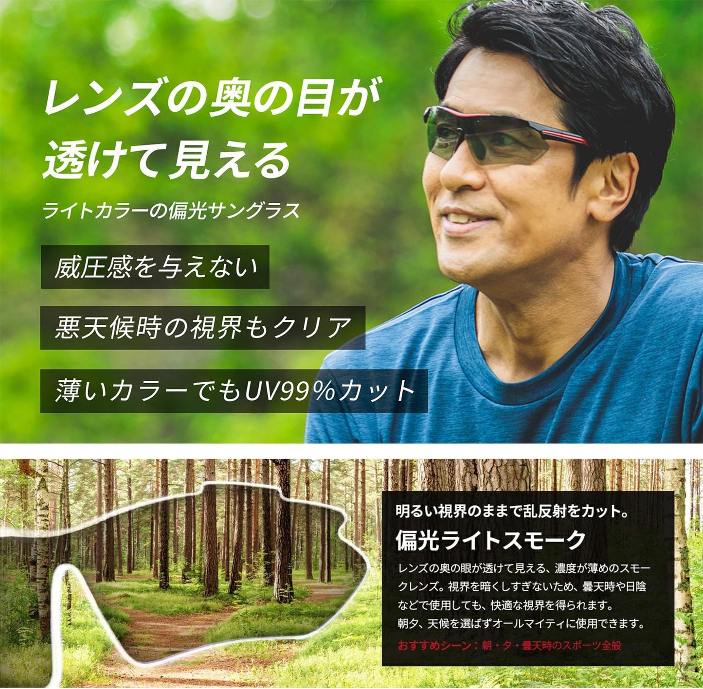 エーフィットスポーツサングラス 超軽量モデル アジアンフィット UVカット ケースセット AF-7001