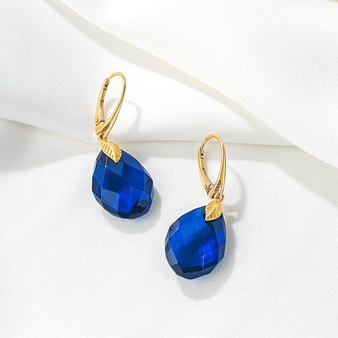 Amber by Mazukna 琥珀ピアス ブルーアンバー Silver925 ゴールドプレーティング レバーバック レディース