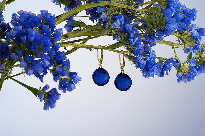 Amber by Mazukna 琥珀ピアス ブルーアンバー Silver925 ゴールドプレーティング レバーバック レディース