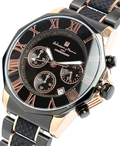 [サルバトーレマーラ] 腕時計 ウォッチ クロノグラフ 10気圧防水 ビジネス フォーマル イタリアブランド 限定モデル メンズ SM15104 (ブラック×ピンクゴールド) [並行輸入品]