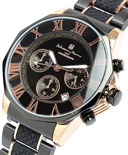 [サルバトーレマーラ] 腕時計 ウォッチ クロノグラフ 10気圧防水 ビジネス フォーマル イタリアブランド 限定モデル メンズ SM15104 (ブラック×ピンクゴールド) [並行輸入品]