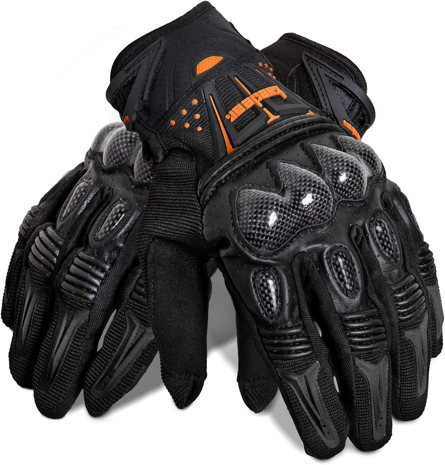 Kaedear(カエディア) バイク グローブ スマホ 対応 バイク用 ゴートスキン 本革 パンチング レザー カーボン プロテクター スマートフォン タッチパネル 対応 すべり止め 春夏秋用 耐衝撃 通気性 メンズ KDR-GL1