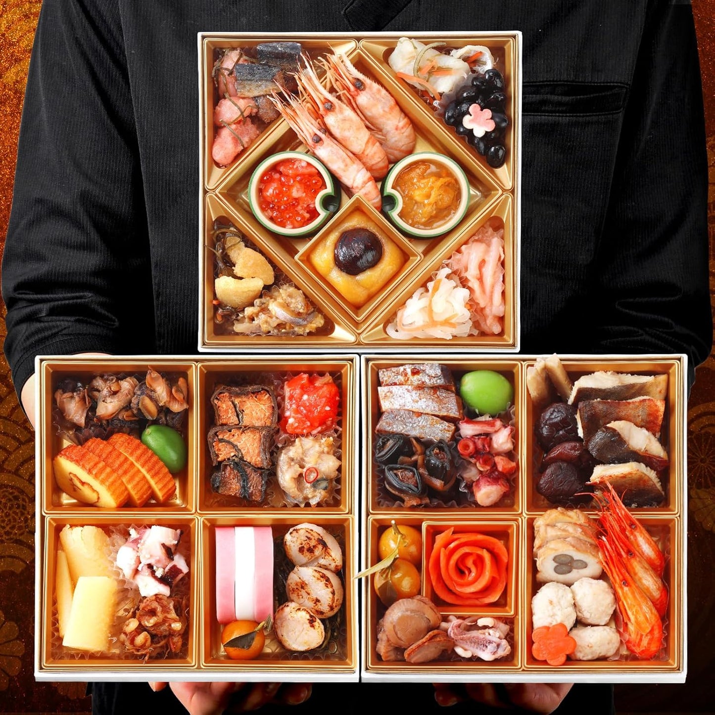 【翌日発送】島の人 北海道の高級海鮮おせち うすゆき 3人前 3段重 40品 6.5寸