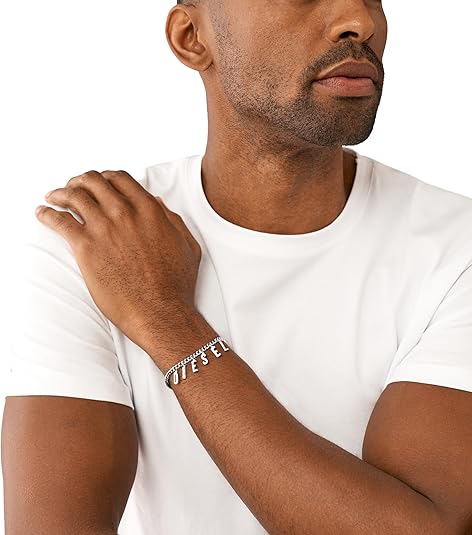 Diesel オールジェンダー ステンレススチールブレスレット, One Size, 金属, 宝石なし