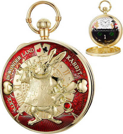 懐中時計 オルゴール 音楽時計チェーン   クリスマス 誕生日 卒業ギフト, ローズゴールドグリーン-01 手回し式