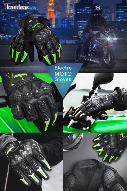 Kaedear(カエディア) バイク グローブ スマホ 対応 バイク用 ゴートスキン 本革 パンチング レザー カーボン プロテクター スマートフォン タッチパネル 対応 すべり止め 春夏秋用 耐衝撃 通気性 メンズ KDR-GL1