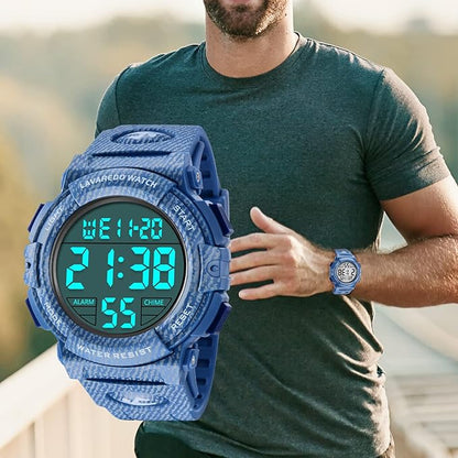 腕時計 メンズ デジタル 50メートル防水 日付 曜日 アラーム LED表示 多機能付き 防水腕時計 デジタル腕時計 スポーツウォッチ おしゃれ アウトドア 取扱説明書付き