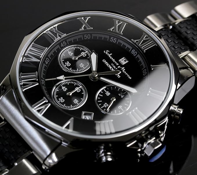 [サルバトーレマーラ] 腕時計 ウォッチ クロノグラフ 10気圧防水 ビジネス フォーマル イタリアブランド 限定モデル メンズ SM15104 (ブラック×ピンクゴールド) [並行輸入品]