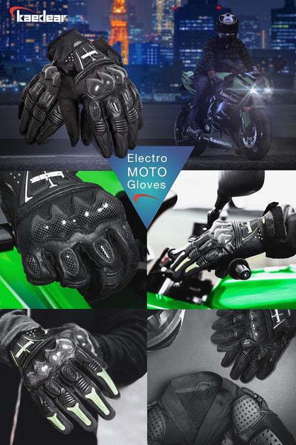 Kaedear(カエディア) バイク グローブ スマホ 対応 バイク用 ゴートスキン 本革 パンチング レザー カーボン プロテクター スマートフォン タッチパネル 対応 すべり止め 春夏秋用 耐衝撃 通気性 メンズ KDR-GL1