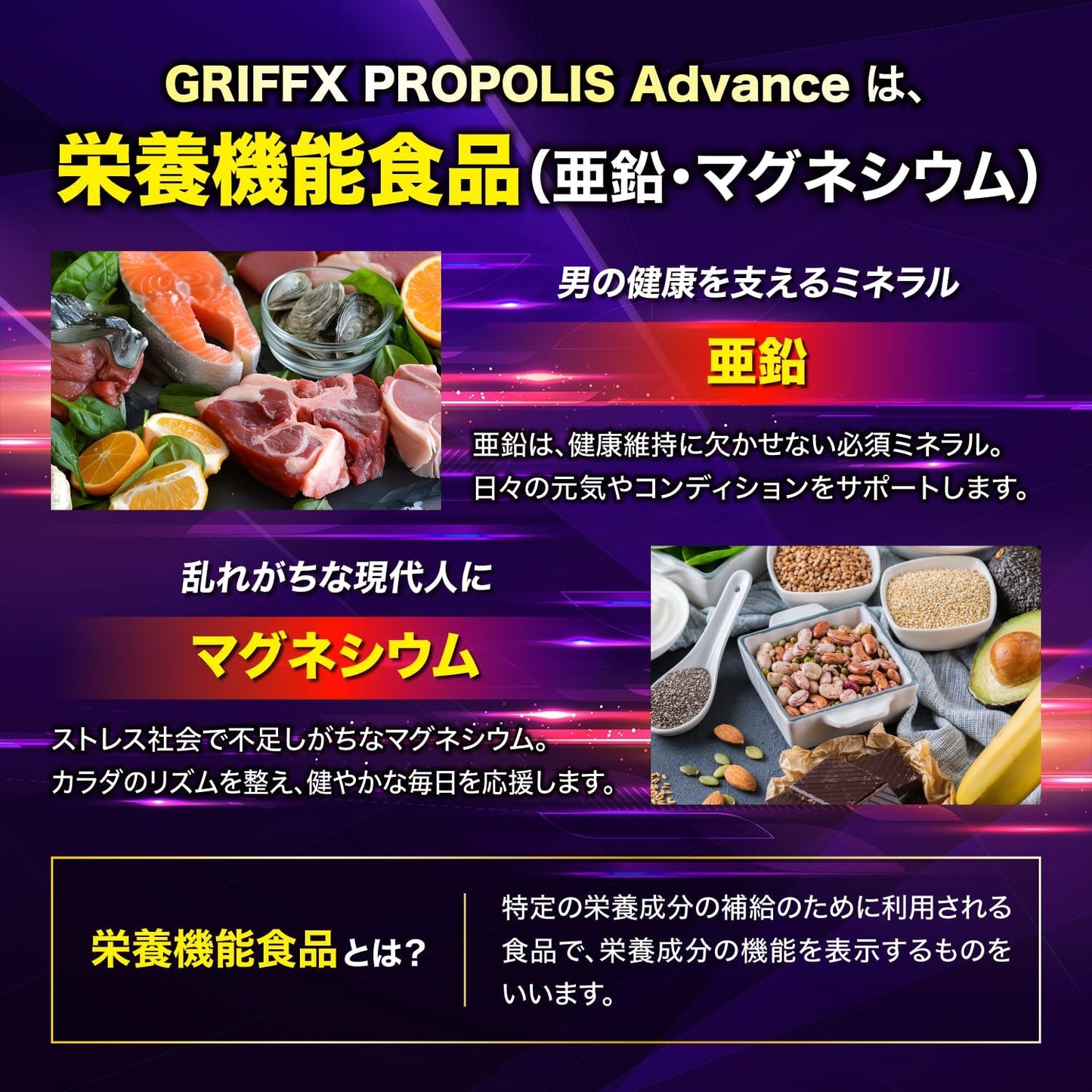 GRIFFX Propolis Advance(グリフィス)プロポリス 亜鉛 マグネシウム マカ すっぽん ノコギリヤシ ヒハツ 高麗人参末 栄養機能食品 厳選成分配合 サプリ 国内生産 30錠入り