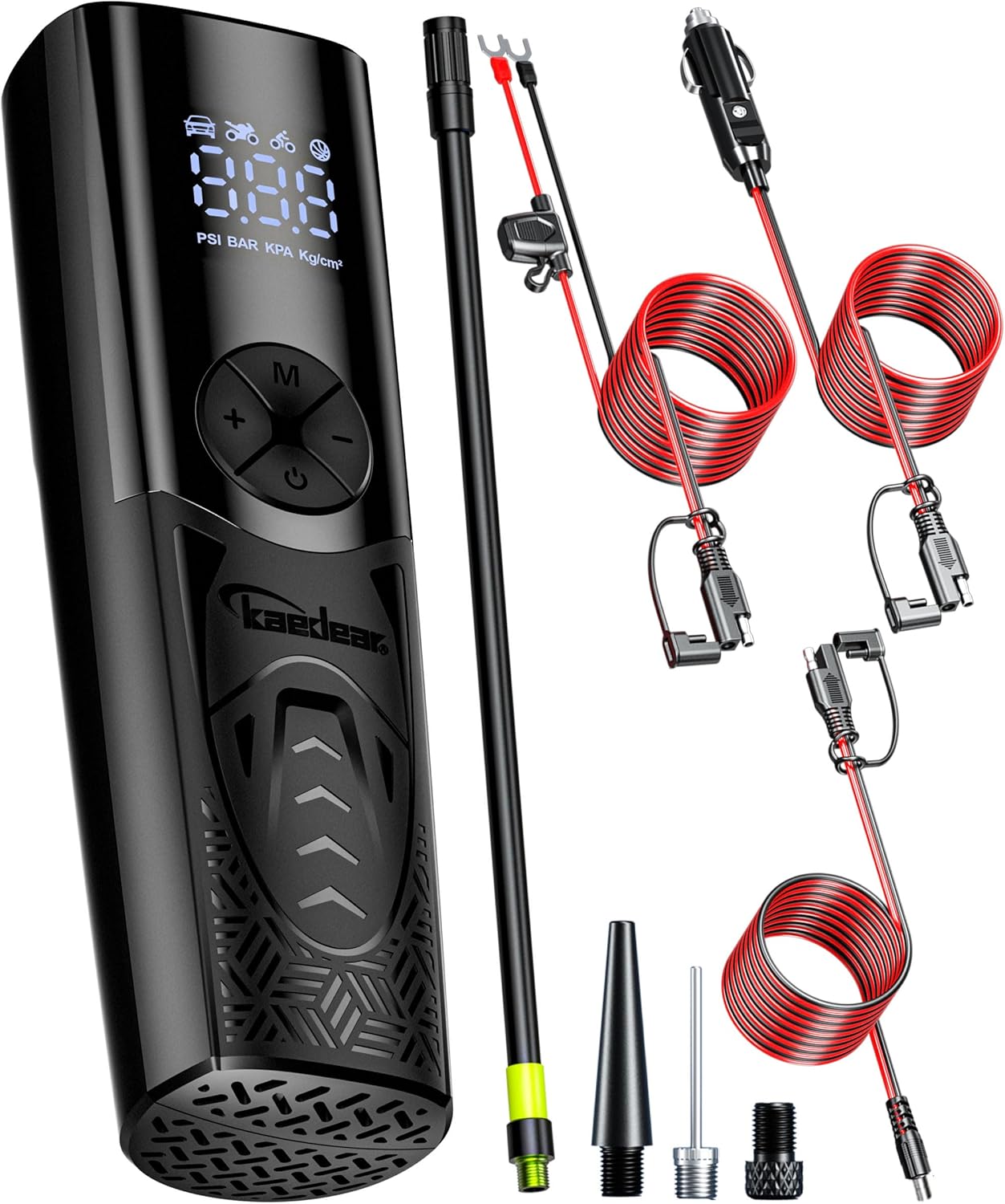 Kaedear(カエディア) バイク 空気入れ バイク用 エアポンプ 電動 エアーポンプ 電動空気入れ 充電式 usb スマートエアポンプ 2000mah×2 合計4000mah/14.8wha 150PSI typeC オートバイ 自転車 車 モバイルコンプレッサー KDR-AP1