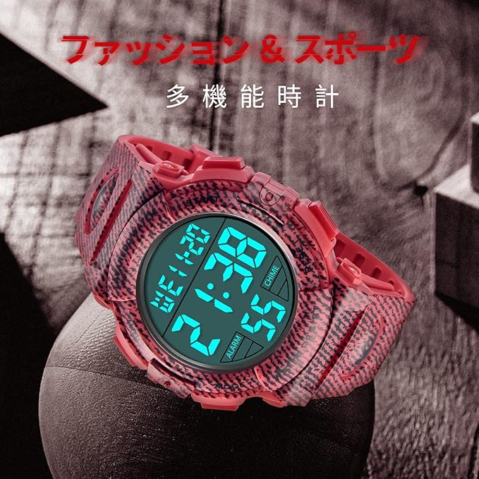 腕時計 メンズ デジタル 50メートル防水 日付 曜日 アラーム LED表示 多機能付き 防水腕時計 デジタル腕時計 スポーツウォッチ おしゃれ アウトドア 取扱説明書付き
