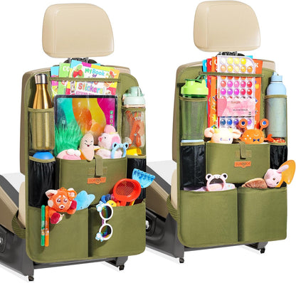 SURDOCA シートバックポケット 車 収納ポケット キックガード 後部座席収納バッグ ベビー用品 子供用品 車内収納袋 11インチtablet収納可能 荷物入れ 防汚 (ブラック, 1枚)