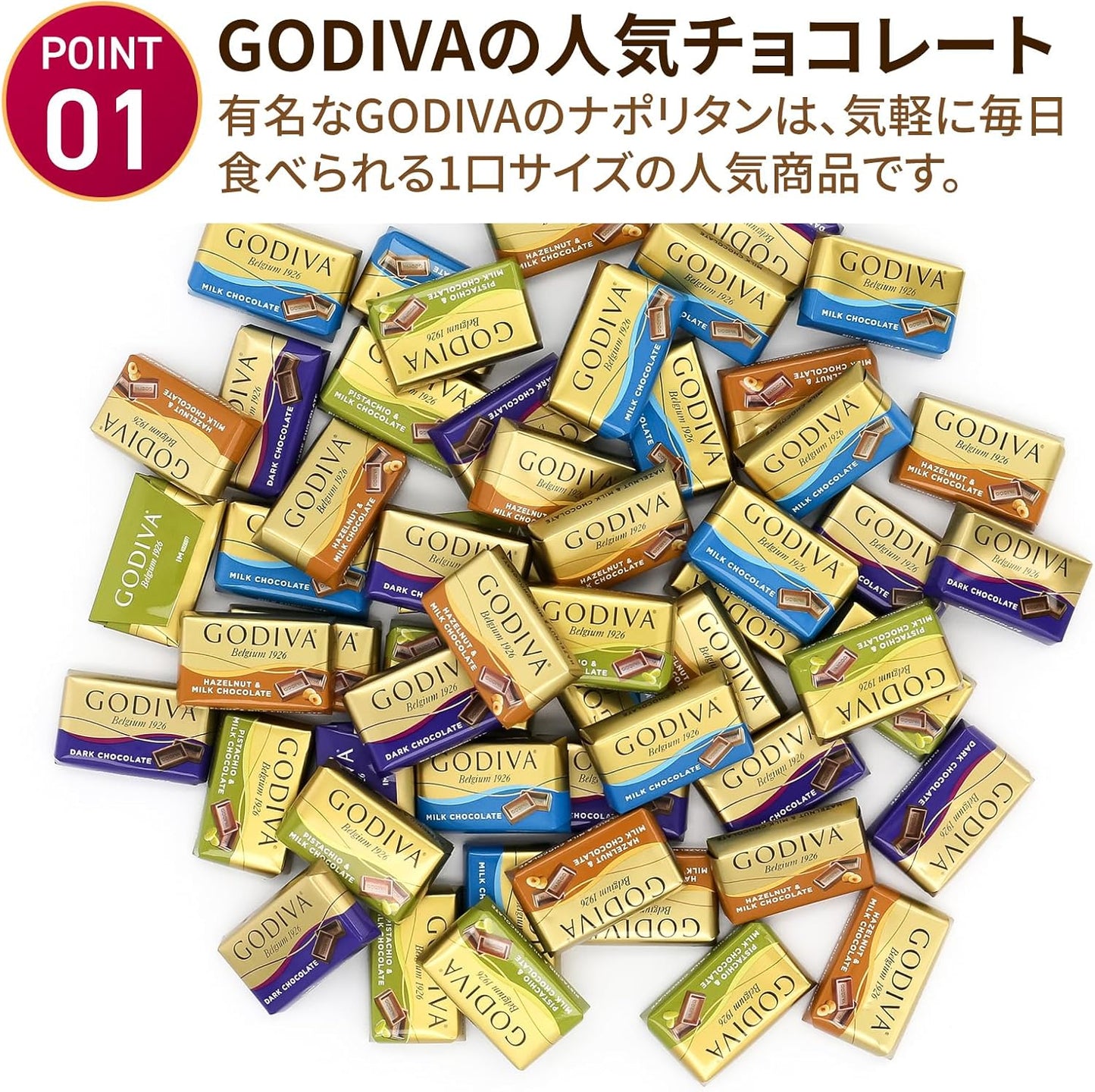 GODIVA ゴディバ チョコレート ナポリタン 4種 約52個 約225g HARY SHOPパッケージ プレゼント バレンタイン サンクスカード付