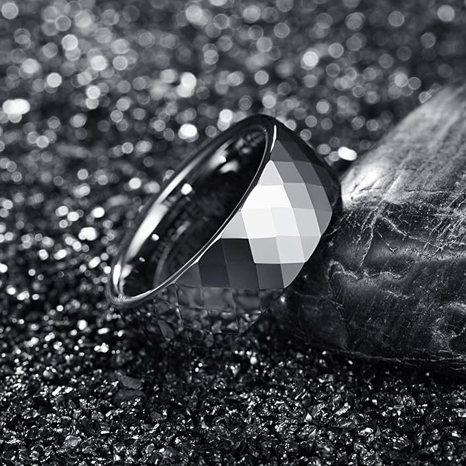 083基地 リング メンズ 指輪 タングステン 多面カット キラキラ 金属アレルギーフリー 横幅4mm 真空メッキ アクセサリー プレゼント 真空メッキ