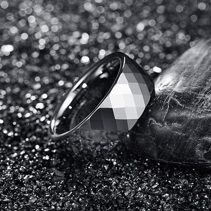 083基地 リング メンズ 指輪 タングステン 多面カット キラキラ 金属アレルギーフリー 横幅4mm 真空メッキ アクセサリー プレゼント 真空メッキ