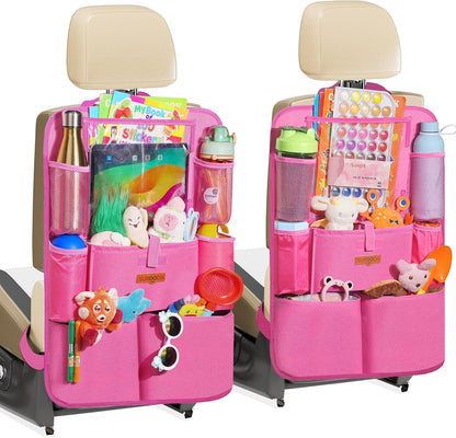 SURDOCA シートバックポケット 車 収納ポケット キックガード 後部座席収納バッグ ベビー用品 子供用品 車内収納袋 11インチtablet収納可能 荷物入れ 防汚 (ブラック, 1枚)