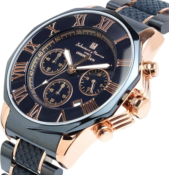 [サルバトーレマーラ] 腕時計 ウォッチ クロノグラフ 10気圧防水 ビジネス フォーマル イタリアブランド 限定モデル メンズ SM15104 (ブラック×ピンクゴールド) [並行輸入品]