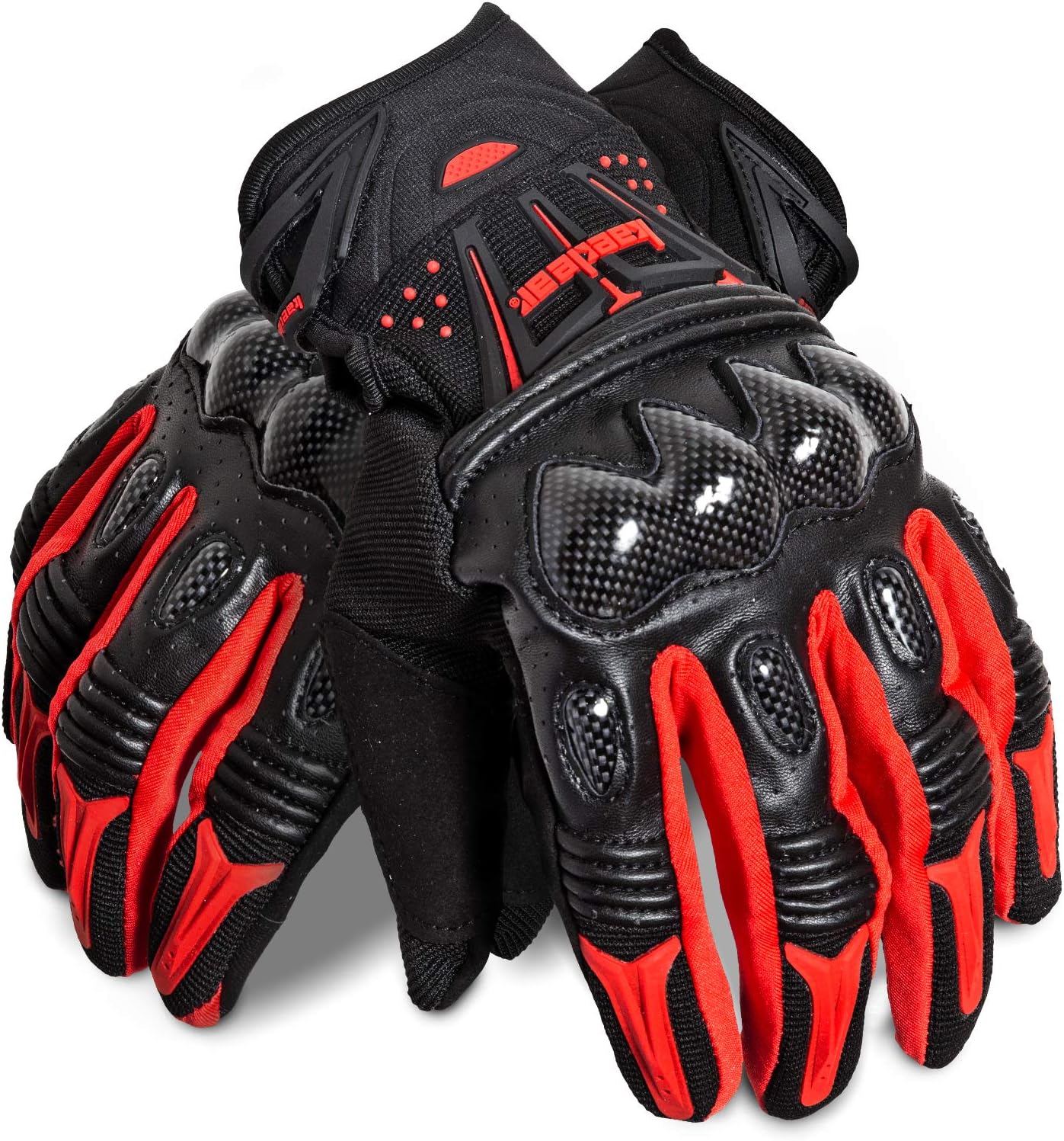 Kaedear(カエディア) バイク グローブ スマホ 対応 バイク用 ゴートスキン 本革 パンチング レザー カーボン プロテクター スマートフォン タッチパネル 対応 すべり止め 春夏秋用 耐衝撃 通気性 メンズ KDR-GL1