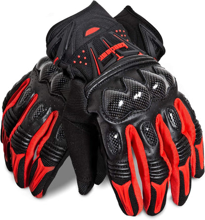 Kaedear(カエディア) バイク グローブ スマホ 対応 バイク用 ゴートスキン 本革 パンチング レザー カーボン プロテクター スマートフォン タッチパネル 対応 すべり止め 春夏秋用 耐衝撃 通気性 メンズ KDR-GL1