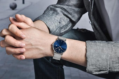 [BEN NEVIS] 腕時計 メンズ シンプル おしゃれ 薄型 カジュアル 日付表示 防水 アナログ クォーツ時計 メッシュ バンド ブラック