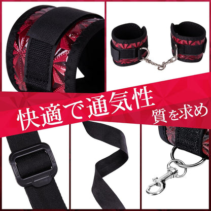 【人間工学×SM】M字開脚 拘束具 3点セット｜可調式ベルト＆手枷＋深め姿勢クッション 痛くない BDSM初心者 KOUMI