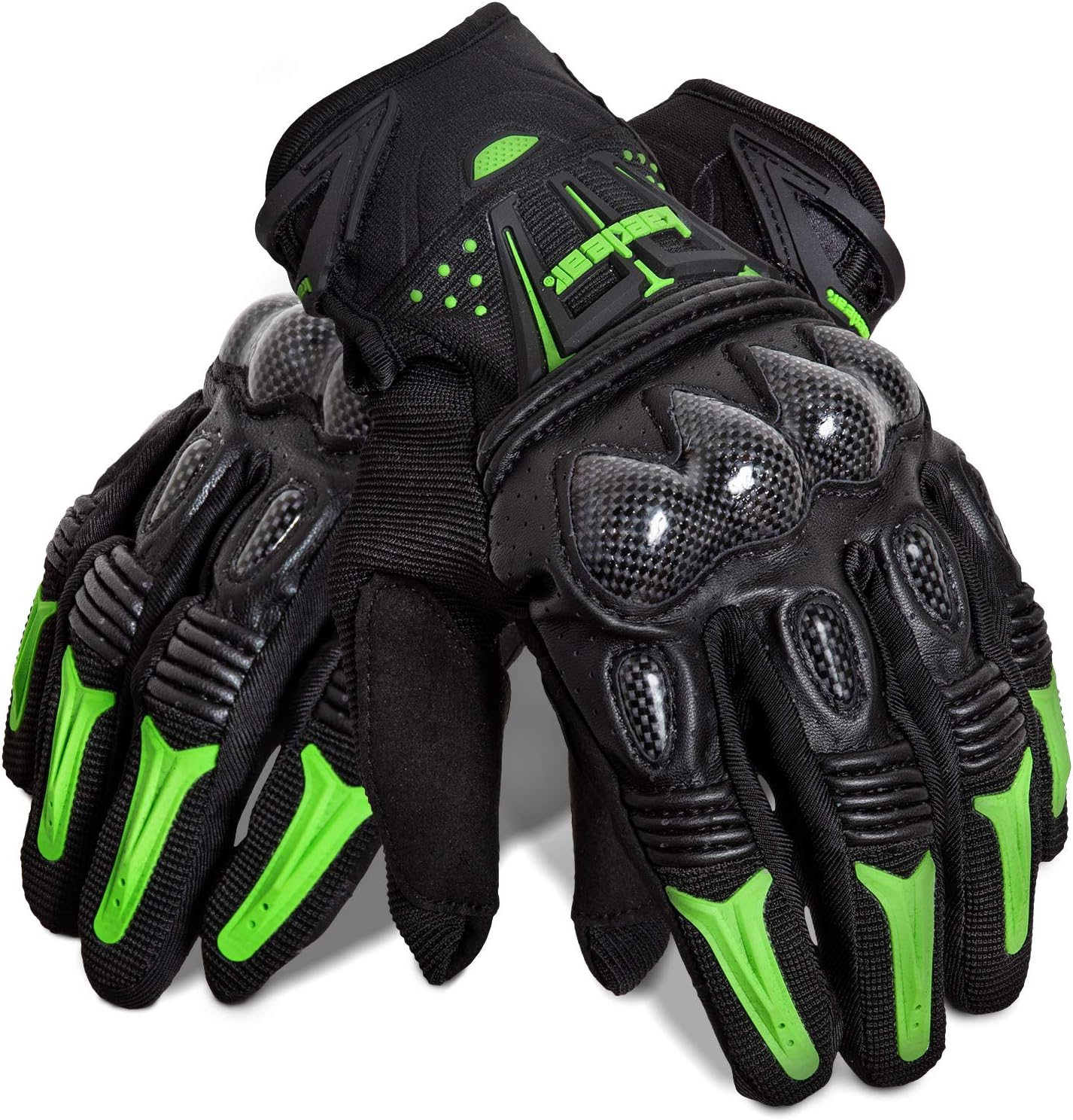 Kaedear(カエディア) バイク グローブ スマホ 対応 バイク用 ゴートスキン 本革 パンチング レザー カーボン プロテクター スマートフォン タッチパネル 対応 すべり止め 春夏秋用 耐衝撃 通気性 メンズ KDR-GL1