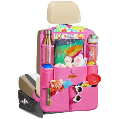 SURDOCA シートバックポケット 車 収納ポケット キックガード 後部座席収納バッグ ベビー用品 子供用品 車内収納袋 11インチtablet収納可能 荷物入れ 防汚 (ブラック, 1枚)