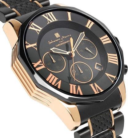[サルバトーレマーラ] 腕時計 ウォッチ クロノグラフ 10気圧防水 ビジネス フォーマル イタリアブランド 限定モデル メンズ SM15104 (ブラック×ピンクゴールド) [並行輸入品]