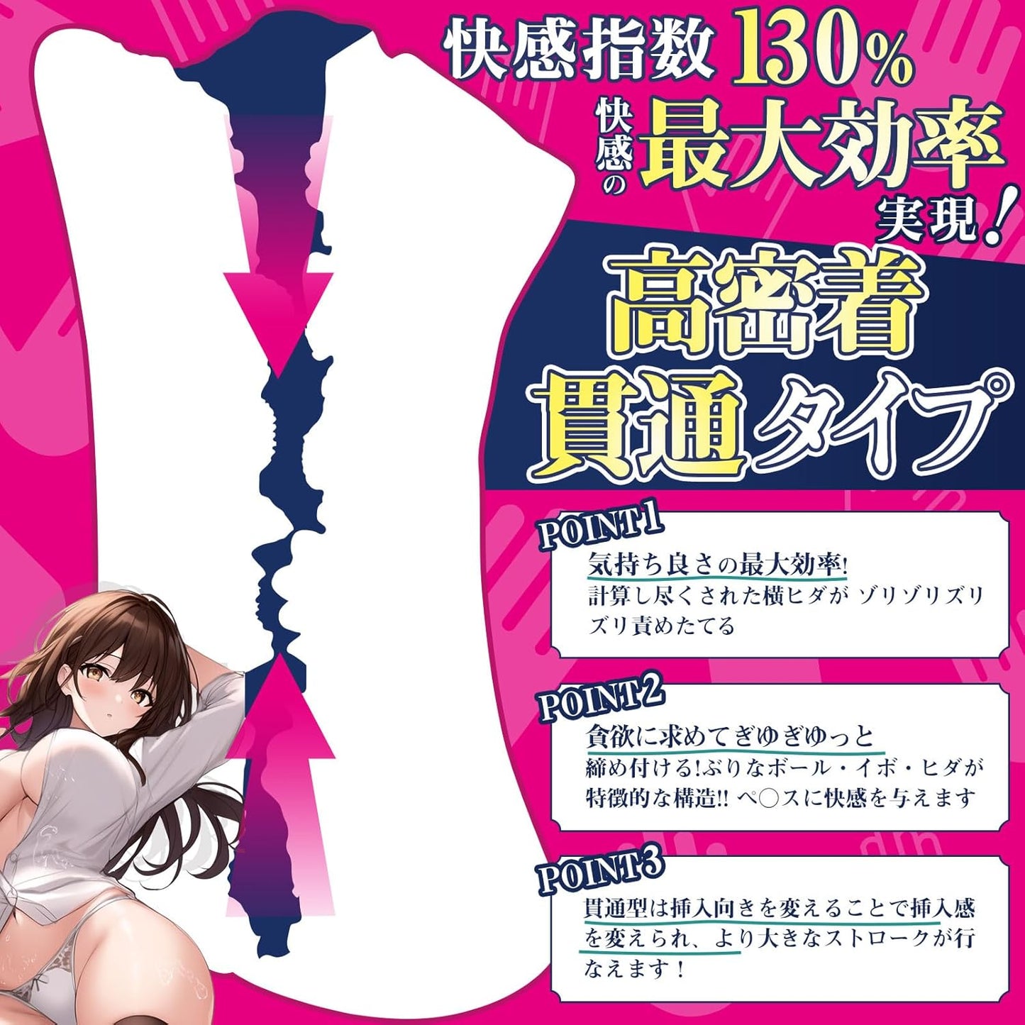 【寝取られ日記】2穴リアル構造オナホール｜強刺激きつめ貫通タイプ｜670g高重量・高密度素材｜男性用アダルトグッズ