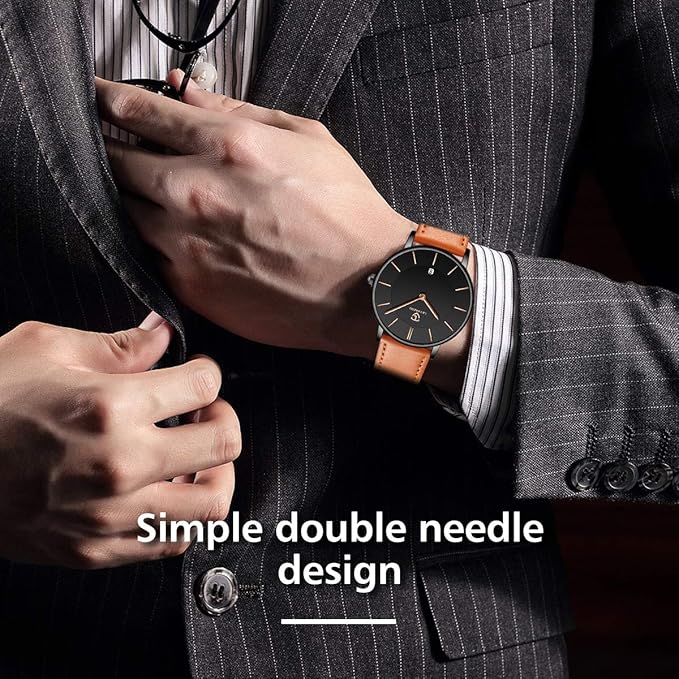 [BEN NEVIS] 腕時計 メンズ シンプル おしゃれ 薄型 カジュアル 日付表示 防水 アナログ クォーツ時計 メッシュ バンド ブラック