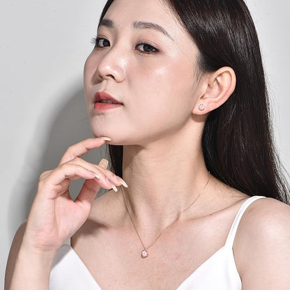 [Free bird] ネックレス レディース ピアス セット 「バラのキッス」 最高級 ジルコニア シルバー ペンダント 金属アレルギー対応 アクセサリー 一粒ジュエリー 誕生日 記念日 母の日のプレゼント