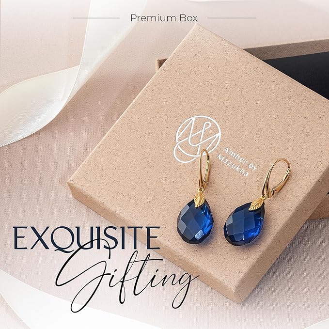 Amber by Mazukna 琥珀ピアス ブルーアンバー Silver925 ゴールドプレーティング レバーバック レディース